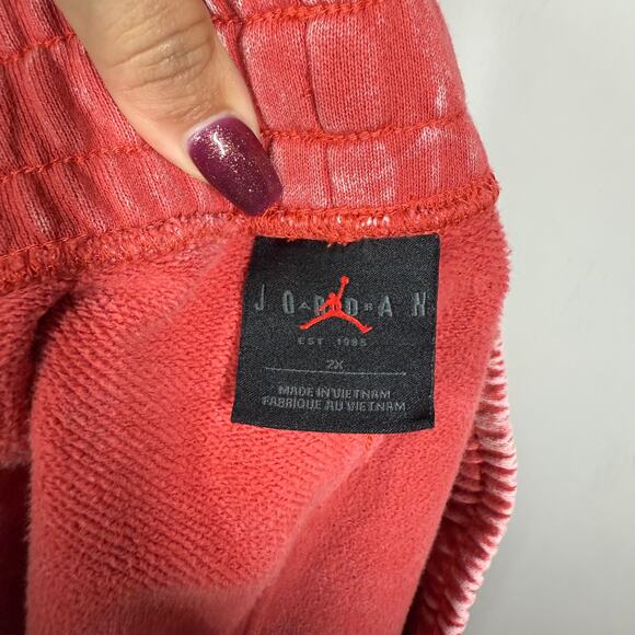 Jordan Flight Shorts Women's Size 2X Red Drawstring Fleece Washed Relaxed Fit - Picture 6 of 8